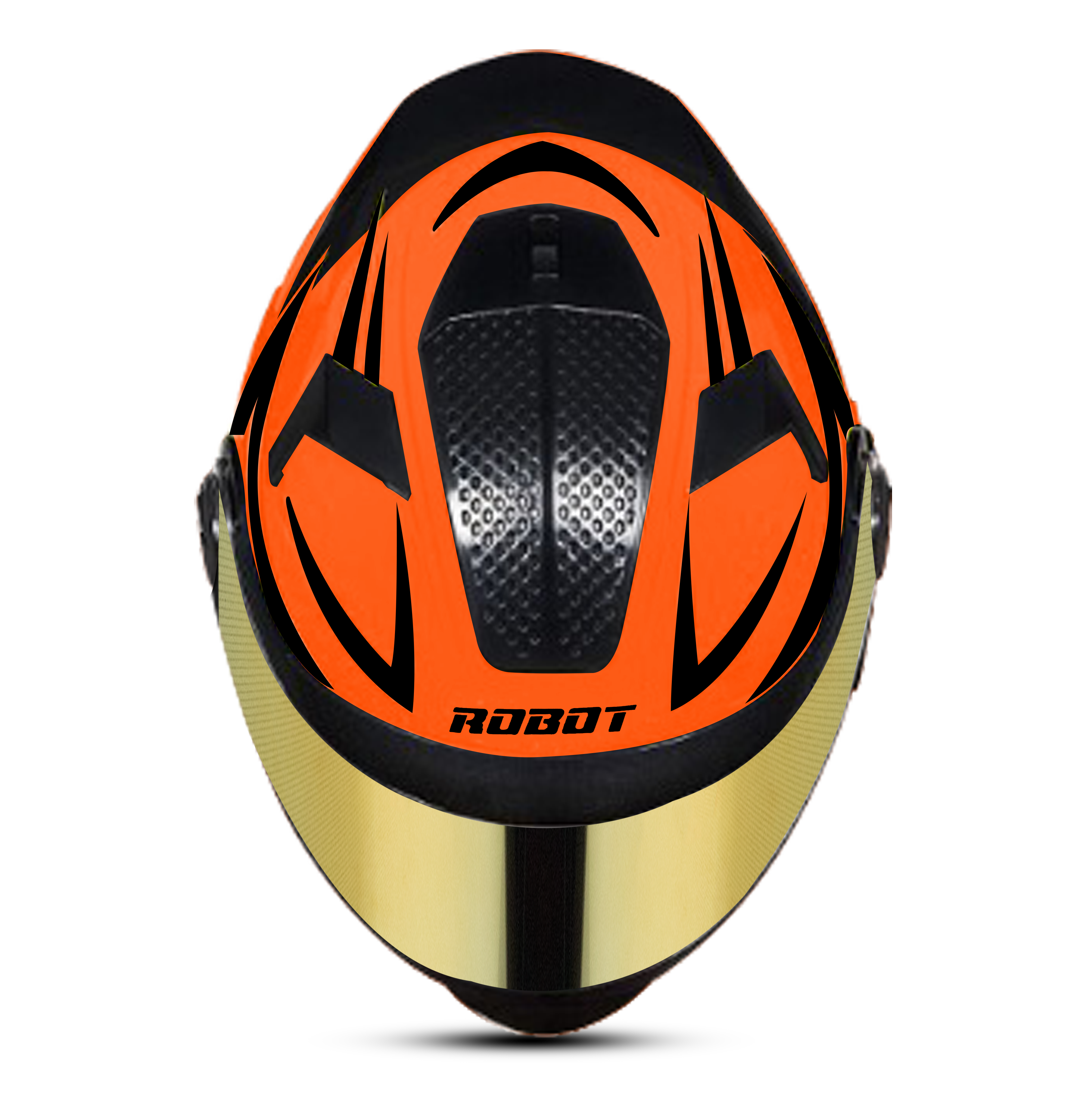 SBH-17 ROBOT REFLECTIVE GLOSSY FLUO ORANGE (FITTED WITH CLEAR VISOR EXTRA GOLD CHROME VISOR FREE)